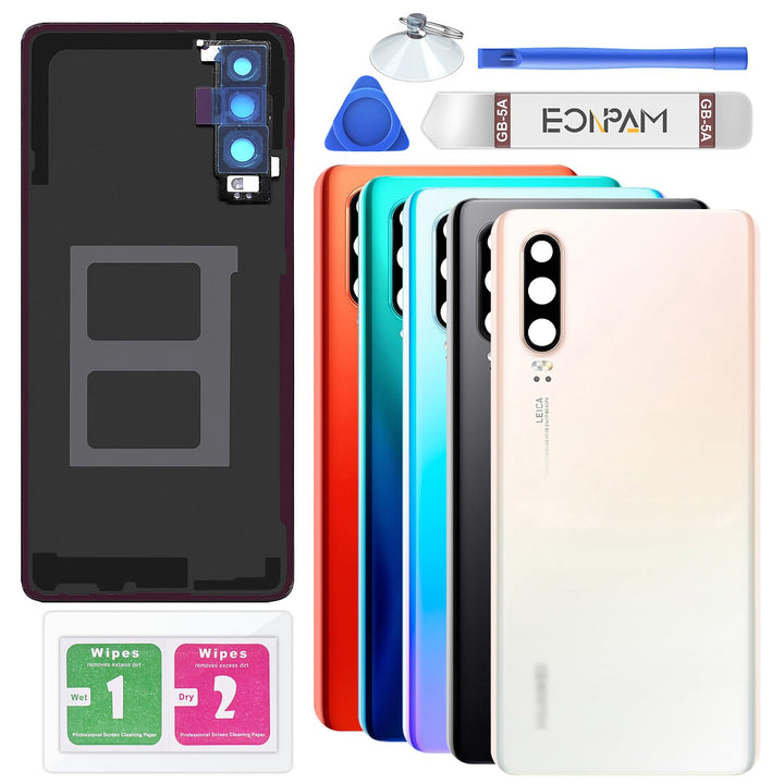 Eonpam Akkudeckel für Huawei P30 Rückseite Glas Original Backcover Back Glas Ersatz Reparatur Set mi