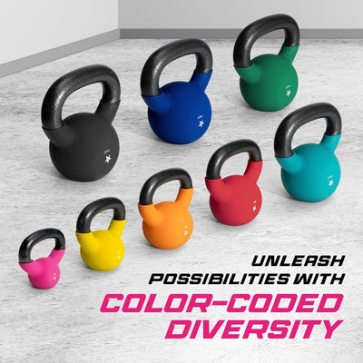 Yes4All 2-20kg Kettlebell aus Gusseisen mit Neopren Beschichtung, Mehrfarbige Kettlebells, Schwungha