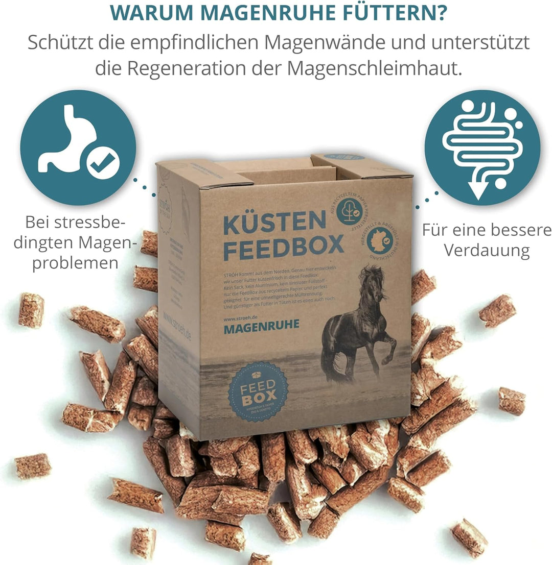 STRÖH Magenruhe Pferd (12kg Feedbox) Magenruhe Pferd (1kg) • Für Pferde Magen, Darm &amp; Verdauung • Mi