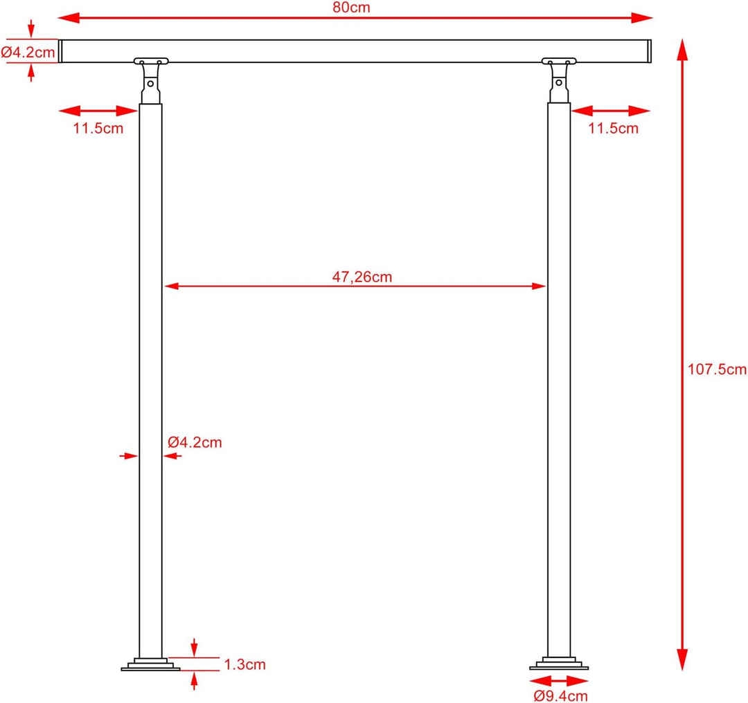MONZANA® Treppengeländer Edelstahl Pflegeleicht 80cm ohne Querstreben Innen und Aussen Handlauf Gelä