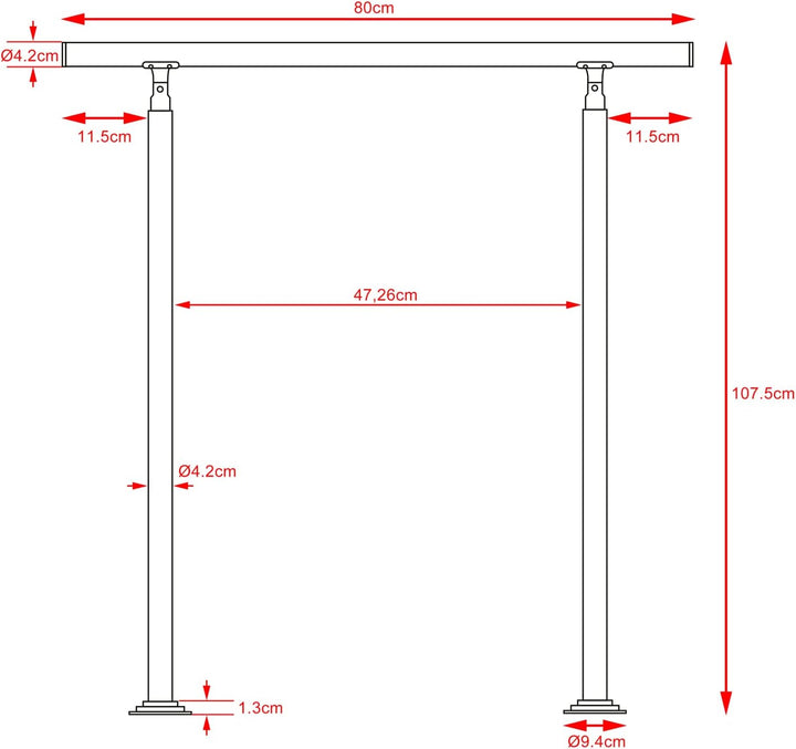 MONZANA® Treppengeländer Edelstahl Pflegeleicht 80cm ohne Querstreben Innen und Aussen Handlauf Gelä