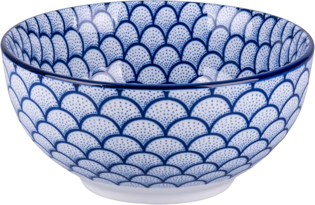 Villa d'Este Home Tivoli 1996 6er Set Schale 680 ml Porzellan geometrisches Dekor Confusion blau