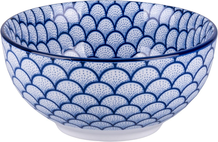 Villa d'Este Home Tivoli 1996 6er Set Schale 680 ml Porzellan geometrisches Dekor Confusion blau