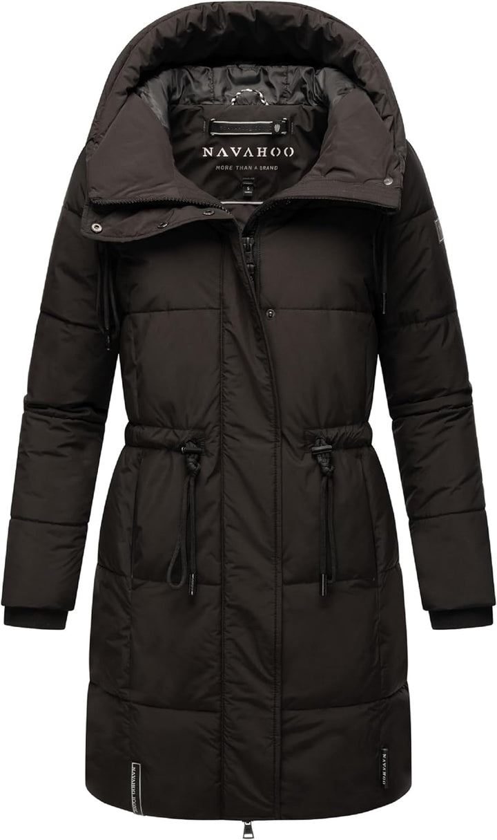 Navahoo Damen Wintermantel kurzer Steppmantel mit Kapuze Zuckertatze XIV XS-XXL XS Schwarz, XS Schwa