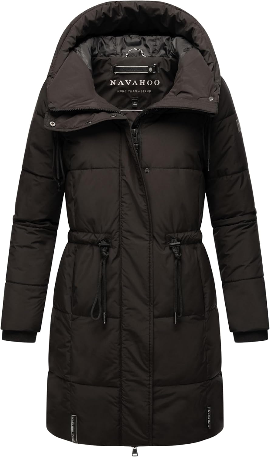 Navahoo Damen Wintermantel kurzer Steppmantel mit Kapuze Zuckertatze XIV XS-XXL S Schwarz, S Schwarz