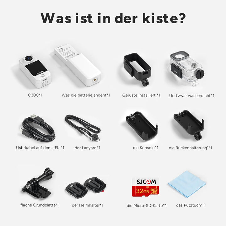 SJCAM C300 Actionkamera 4K, 7 Stunden Akkulaufzeit, 6-Achsen-Stabilisierung, Dual-Touchscreen-Sportk