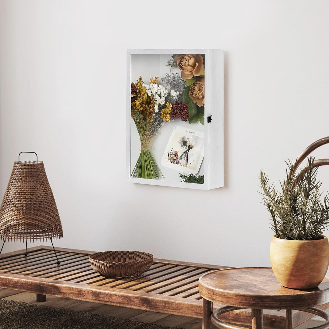 Muzilife 3D Holz Bilderrahmen mit Öffnung zum Befüllen 40x50cm Weiss 40x50cm, Weiss 40x50cm