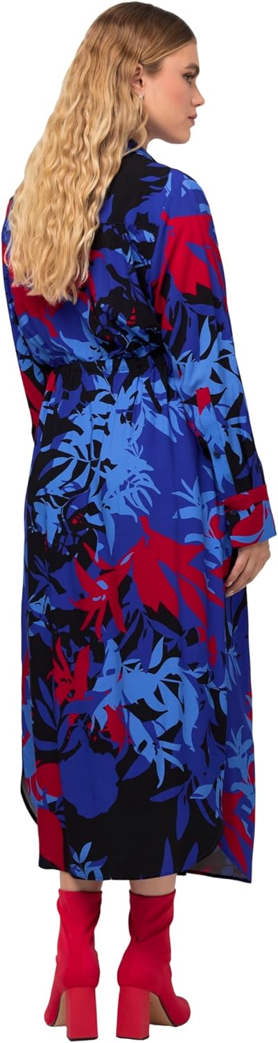 Ulla Popken Damen Blumendruck Kleider 50-52 Titan Blau, 50-52 Titan Blau