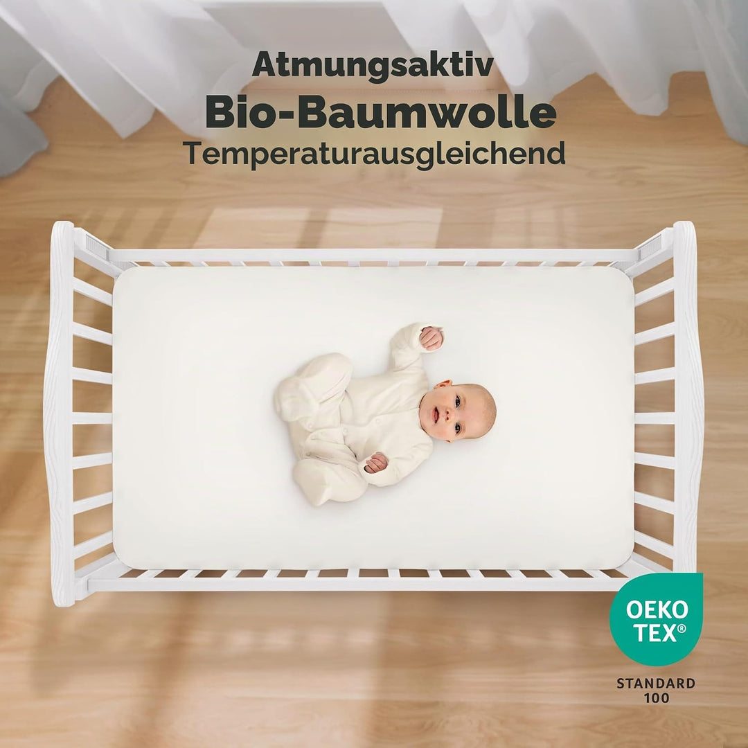 Bio-Spannbettlaken für Kinderbetten - 70x140 Atmungsaktive Jersey Baumwoll Baby Bettlaken, Spannbett