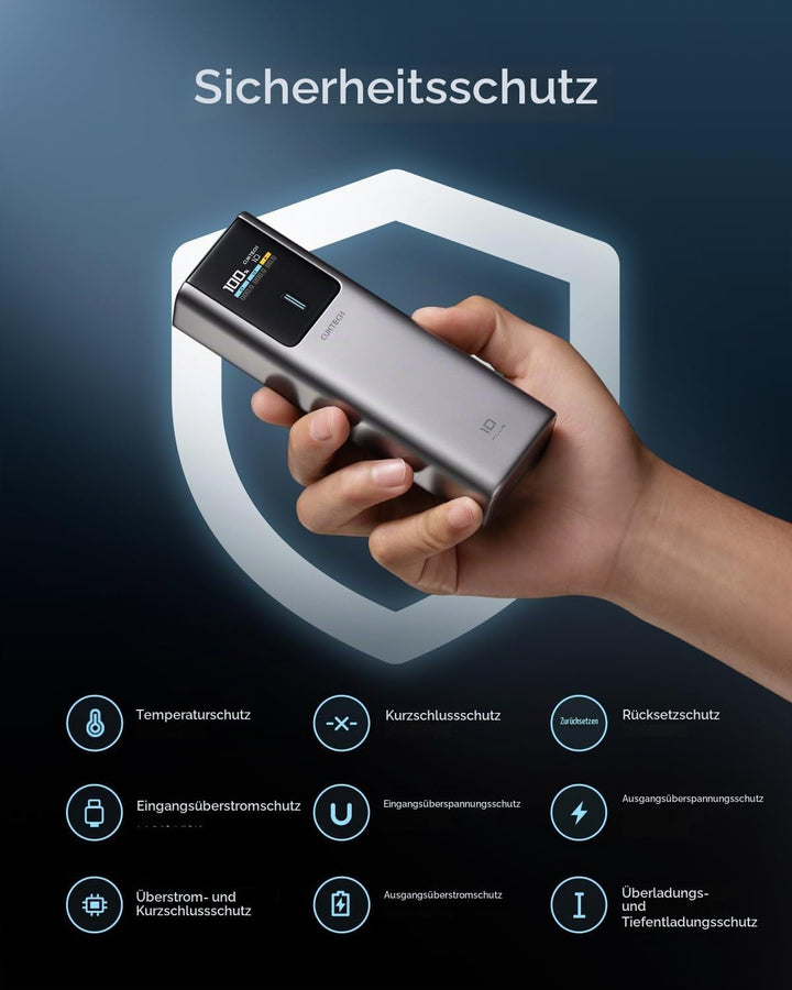 CUKTECH Powerbank 15000mAh(3S1P) 100W, Externer Akku mit Schnellladung, Tragbarer Ladegerät mit Disp