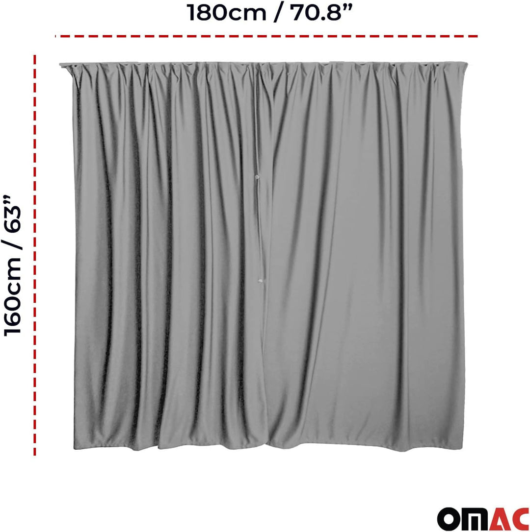 OMAC Autogardinen Fahrerhaus Mass Gardinen Camping Sonnenschutz Grau 160x180 160x180 Grau / Autogard