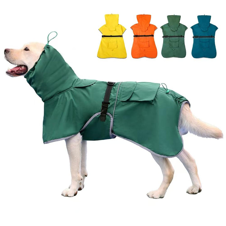 Reflektierender Hunde-Regenmantel, wasserdicht, verstellbar, Hundeponcho mit Kapuze, Regenmantel für