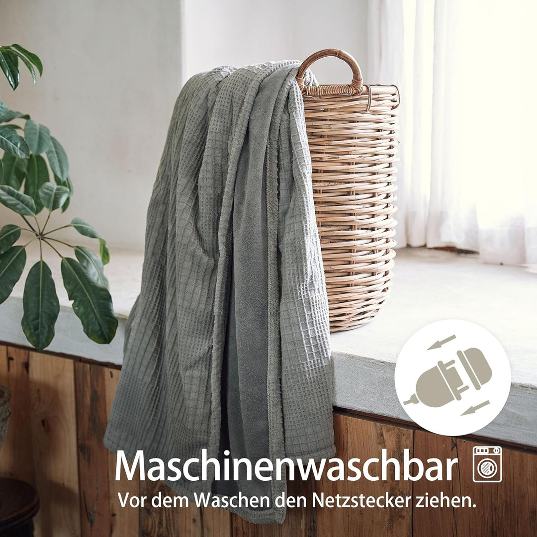 Texciting heizdecke 130X160 cm-Wärmedecke heizdecke mit 9 Heizstufen-10 Stunden Auto Off Überhitzung