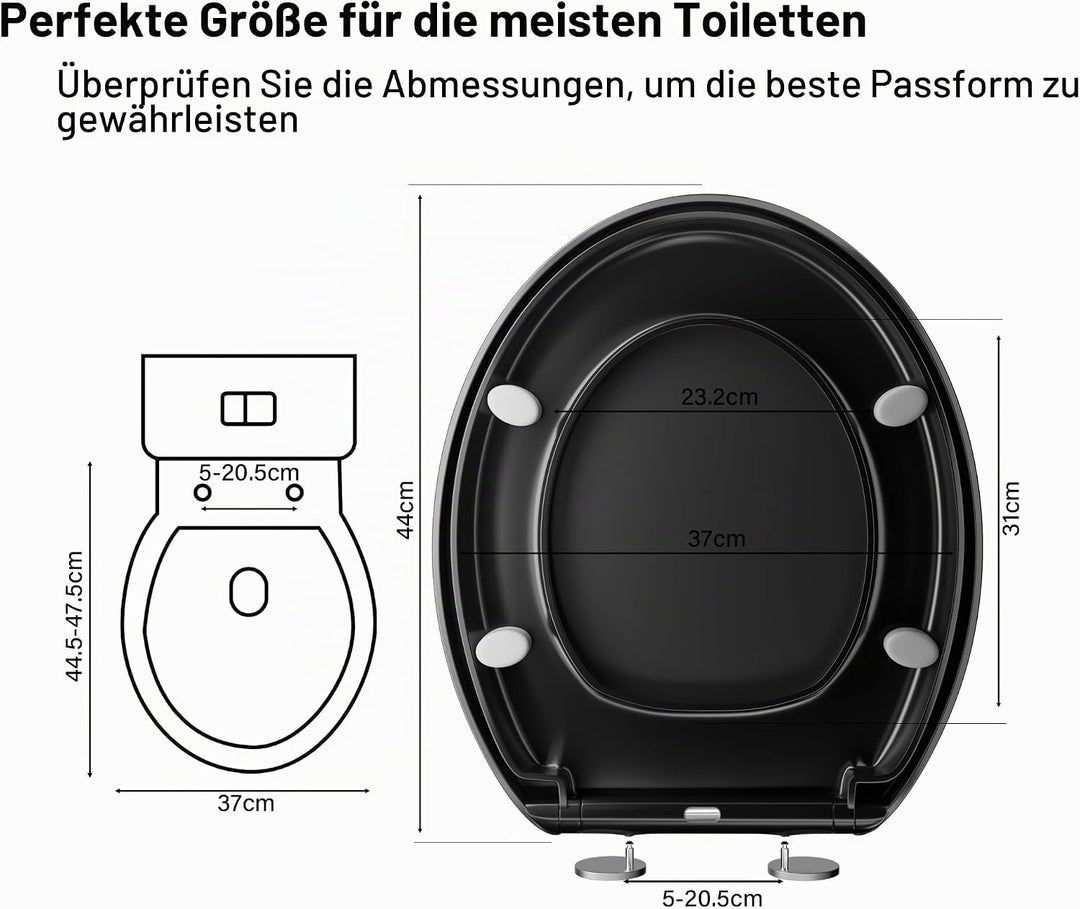 WC-Sitz Soft Close, Soft Close WC-Sitz mit Schnellverschluss für einfache Reinigung, Standard-Klo-To