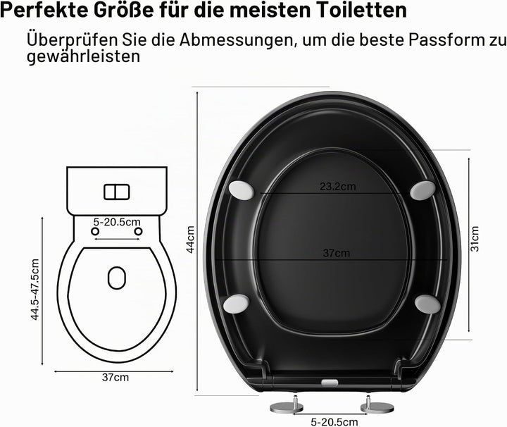 WC-Sitz Soft Close, Soft Close WC-Sitz mit Schnellverschluss für einfache Reinigung, Standard-Klo-To