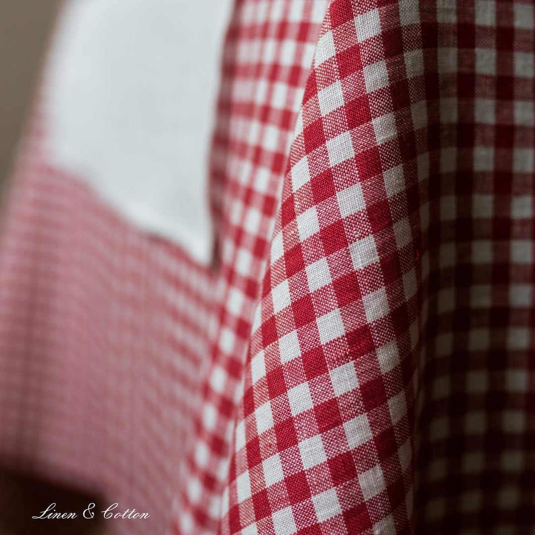 Linen & Cotton Tischdecke Tischtuch Tischwäsche Kariert im Landhausstil Estella - 100% Leinen, Weiss