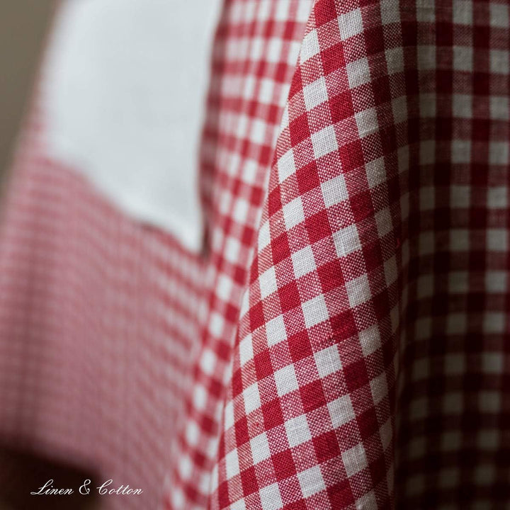 Linen & Cotton Tischdecke Tischtuch Tischwäsche Kariert im Landhausstil Estella - 100% Leinen, Weiss