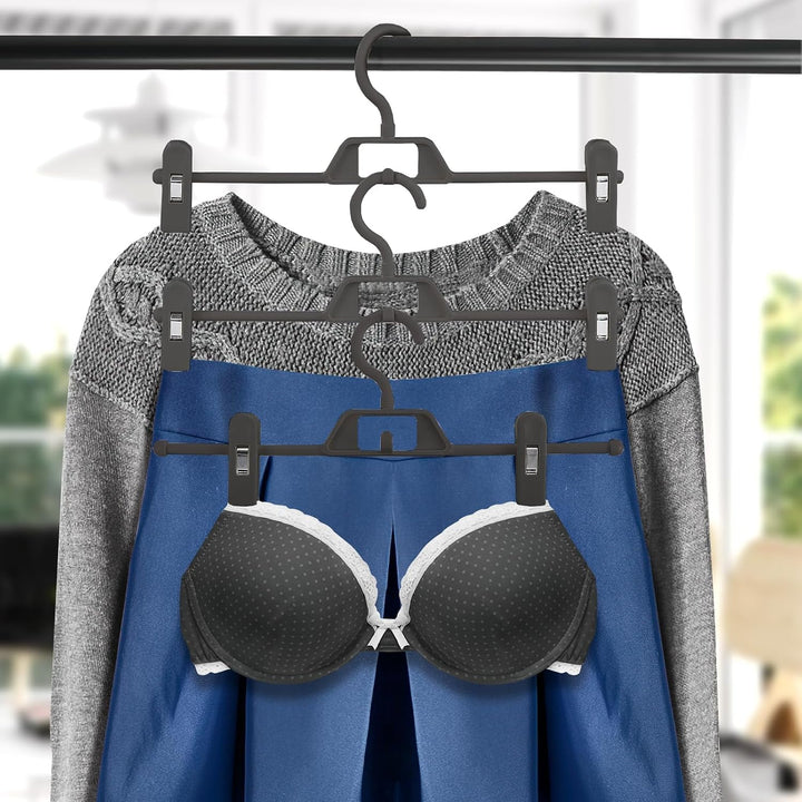 Hosenbügel Hosenspanner 34 cm,10 Stück Kleiderbügel Kunststoff, rutschfeste und Verstellbare Klammer