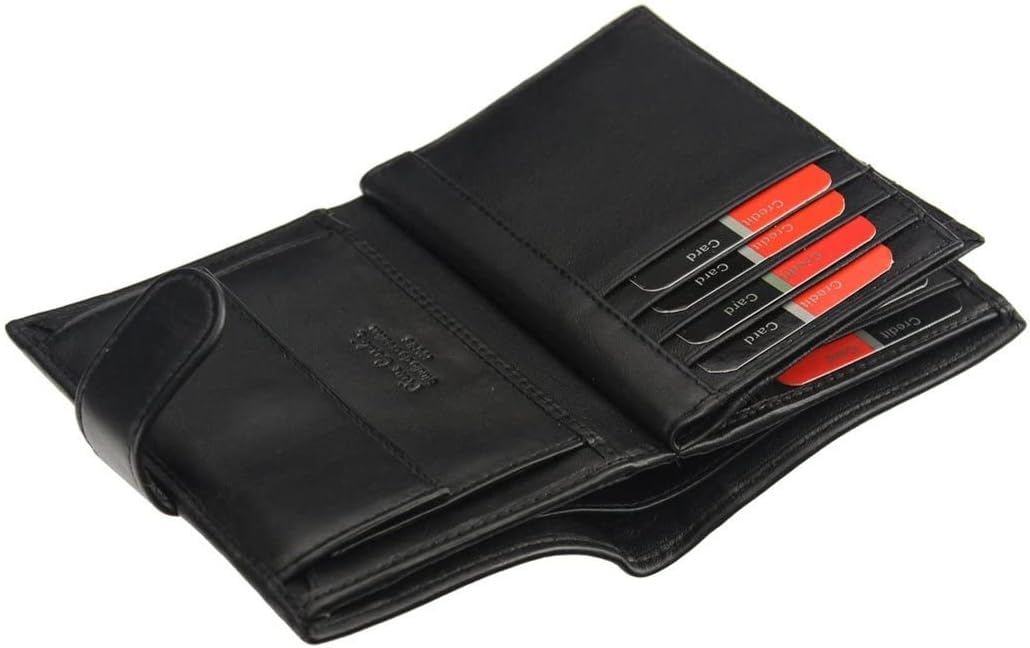 Pierre Cardin Herren-Geldbörse, echtes genarbtes Leder, RFID-Schutz, Kartenfächer, Knopf, Münzfach R