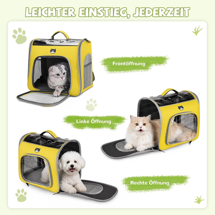 ALLSOPETS Katzenrucksack Faltbar Haustierrucksack mit Frontöffnung und Atmungsaktives Netzfenster Hu