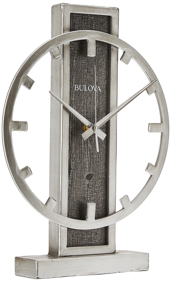 Bulova B1864 Streak Tischuhr, antiker Silberton, 2,63 x 12 x 16 cm