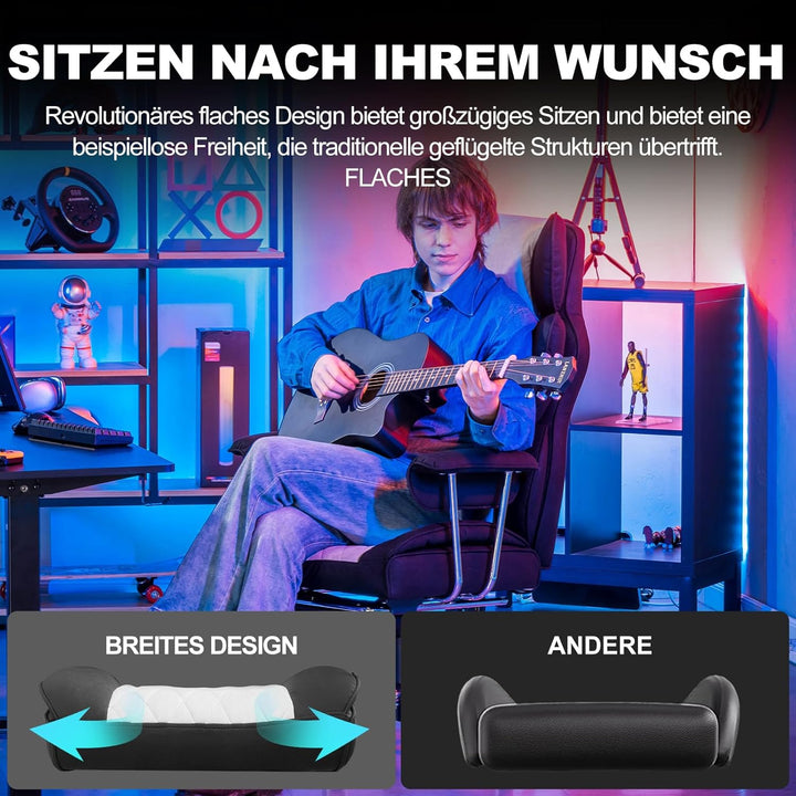 GTPLAYER Gaming Stuhl, Bürostuhl mit Taschenfeder-Lendenwirbelstütze, breiter Büro-Computersessel mi