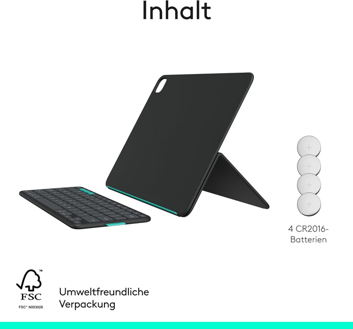 Logitech Flip Folio, Tastatur-Case für iPad Pro 13 Zoll (M4 und M5) und iPad Air 13 Zoll (M2 und M3)