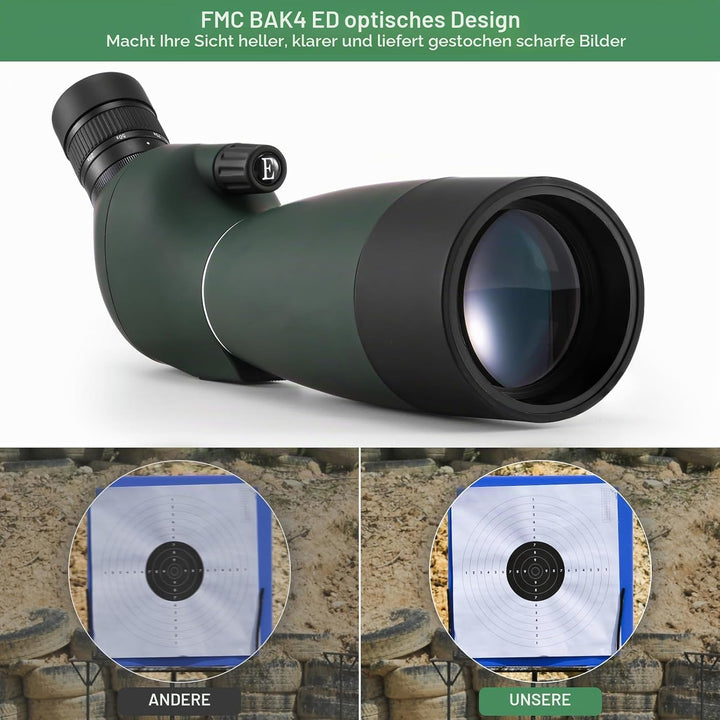 Spektiv Sportschützen 25-75x70,Spektiv mit Stativ HD IP67 Wasserdichtes BAK4 Porro Prism FMC Monokul
