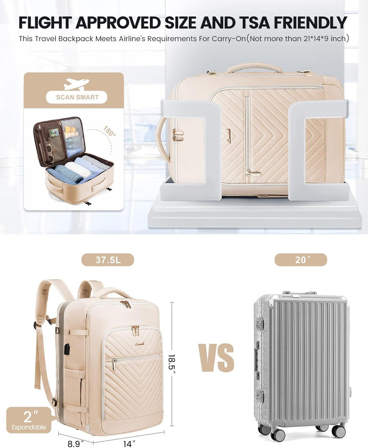 LOVEVOOK Reiserucksack Damen Handgepäck Rucksack Flugzeug Erweiterbar Travel Backpack Women mit Kult