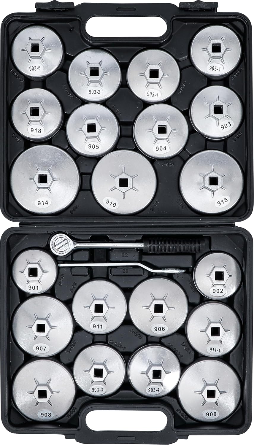 BGS Diy 1035 | Ölfilterschlüssel-Satz | Aluminium-Druckguss | 12,5 mm (1/2") | 23-tlg. Satz | 23-tlg