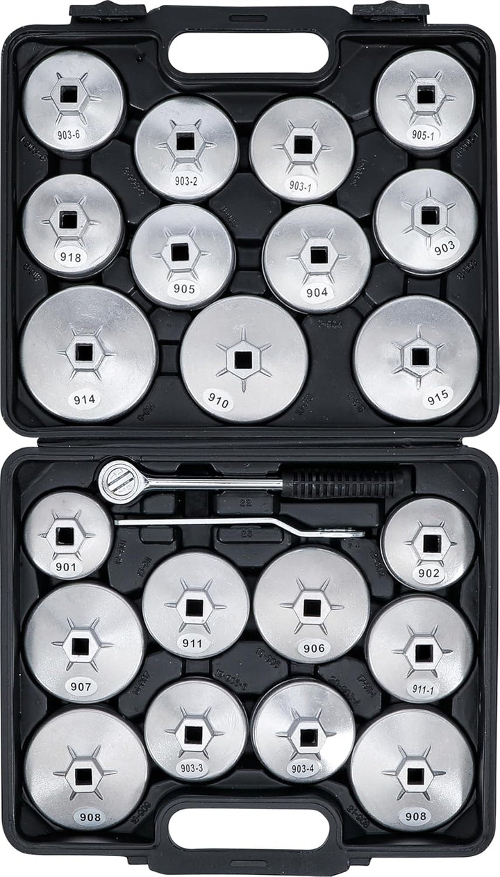 BGS Diy 1035 | Ölfilterschlüssel-Satz | Aluminium-Druckguss | 12,5 mm (1/2") | 23-tlg. Satz | 23-tlg