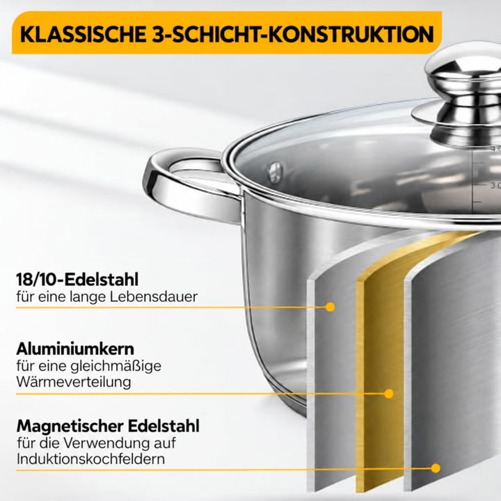 Set mit 5 Kochtöpfen aus Edelstahl Royal Swiss