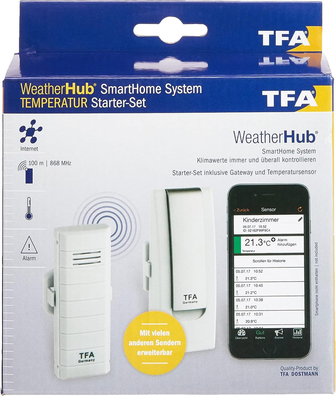TFA Dostmann Weatherhub Starter-Set mit Temperatursender, 31.4001.02, SmartHome, einfach installierb