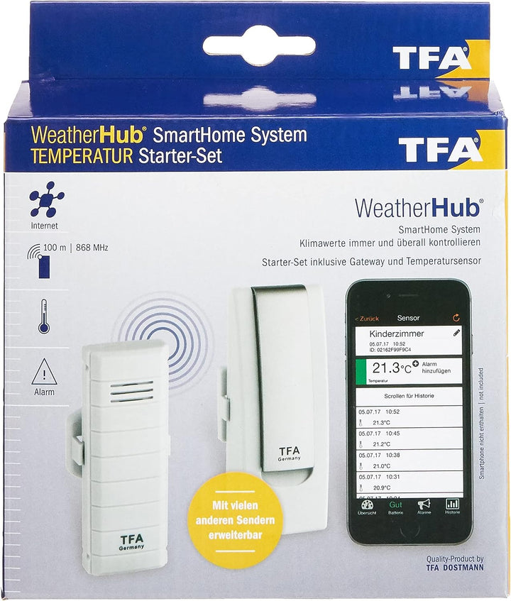 TFA Dostmann Weatherhub Starter-Set mit Temperatursender, 31.4001.02, SmartHome, einfach installierb