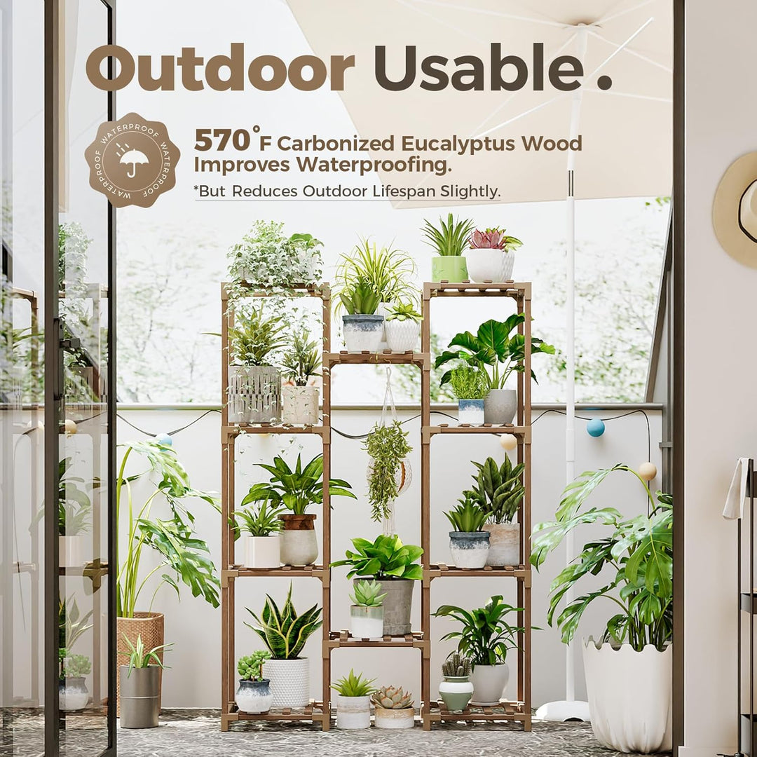 Bamworld Pflanzenständer Indoor Outdoor Hängende Pflanzen Regal Hoch Gross Pflanzenhalter Holz für W