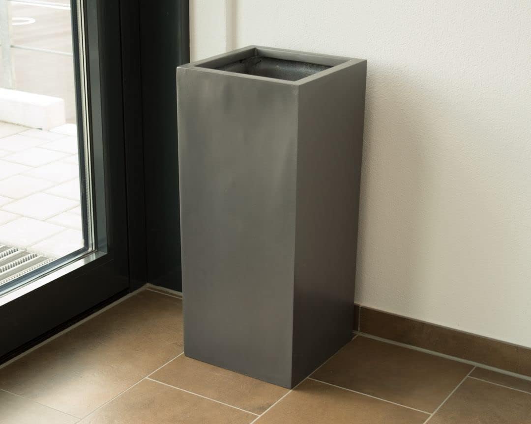Elegant Einrichten Pflanzkübel Fiberglas säule 30x30x60cm anthrazit metallic