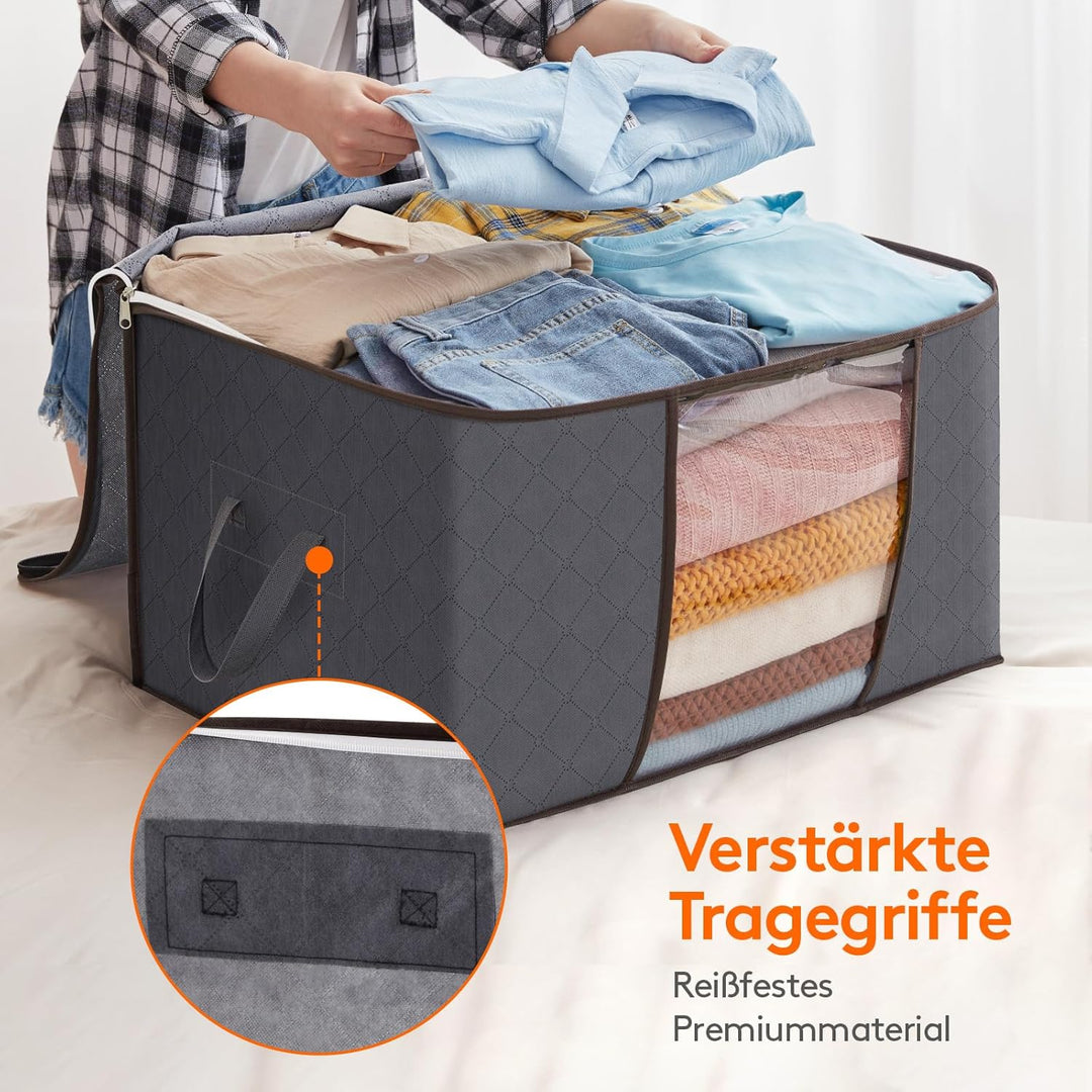 Lifewit 6 Stück Gross Aufbewahrungsbox mit Deckel, 75L Aufbewahrungstasche für Bettdecken Kleidung A