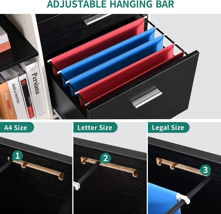 YITAHOME Rollcontainer aus Holz, Mobiler Aktenschrank, seitlicher Aufbewahrungsschrank für Schreibwa