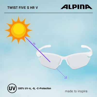 ALPINA TWIST FIVE S HR V - Selbsttönende, Bruchfeste & Beschlagfreie Sport- & Fahrradbrille Mit 100%