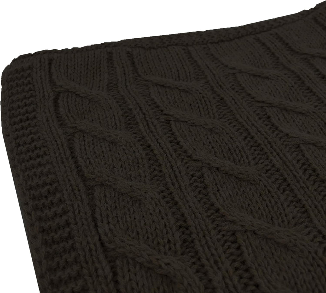 Damen Strickponcho Flechtmuster Rundhals Weich Herbst (Code 5348)