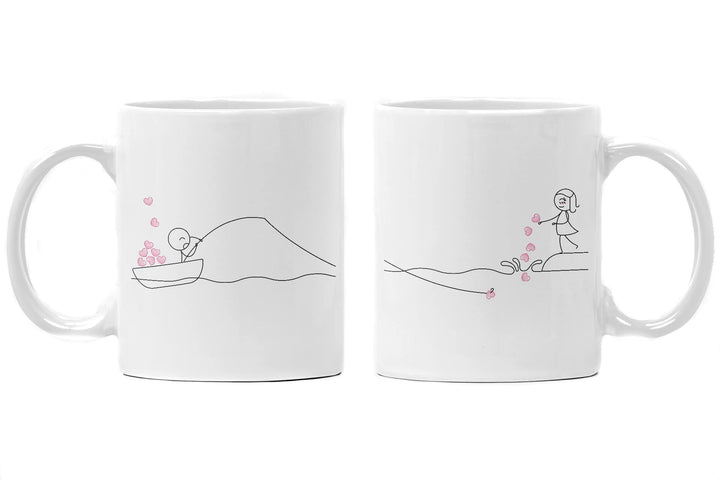 Trendation - Partner Tassen Set Geschenk für Sie Ihn Fernbeziehung Freundin Freund Valentinstagsgesc