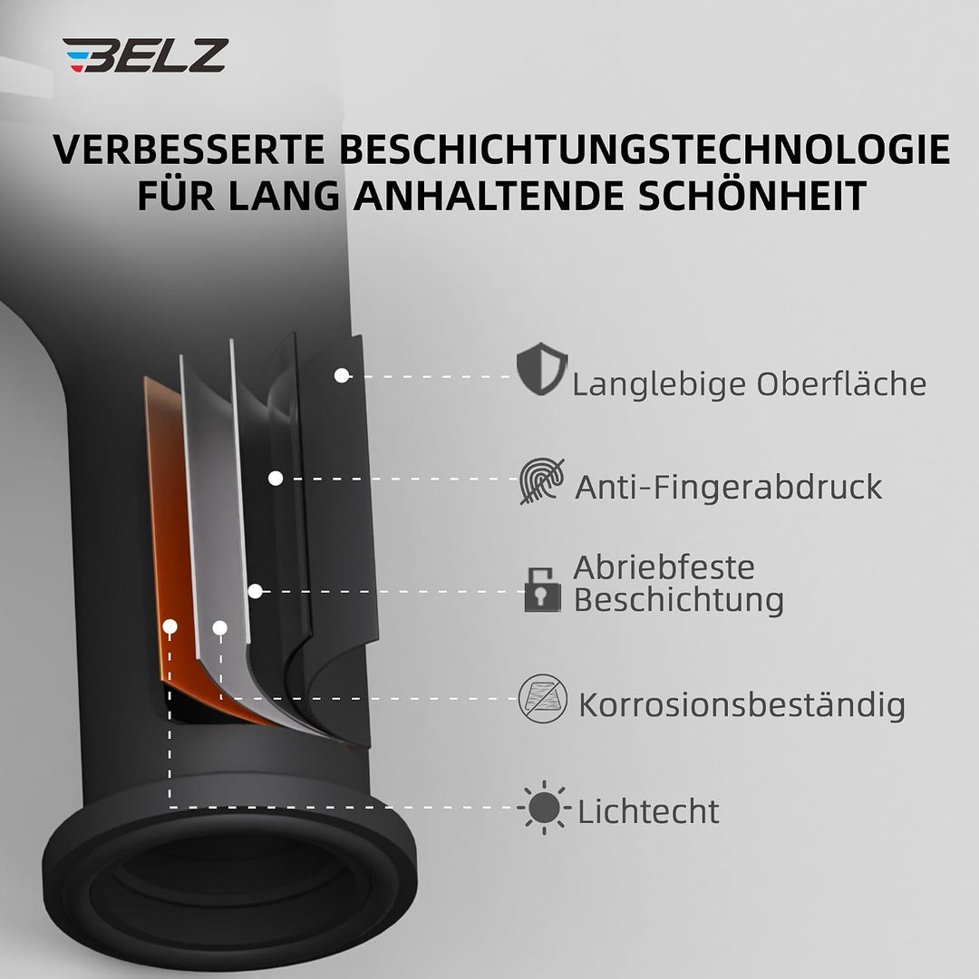 BELZ Badarmatur Waschtischarmatur – Einhebel-Mischbatterie aus Messing, Wasserhahn fürs Badezimmer,