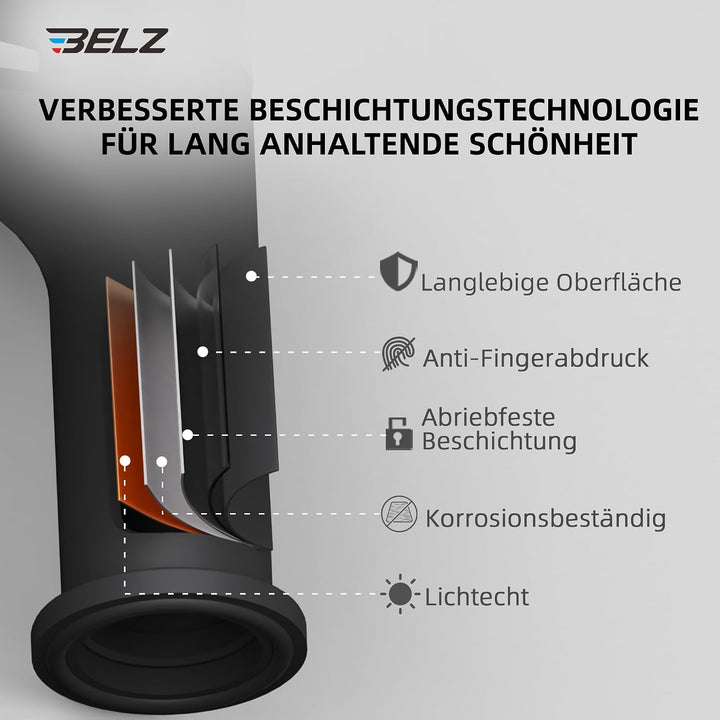 BELZ Badarmatur Waschtischarmatur – Einhebel-Mischbatterie aus Messing, Wasserhahn fürs Badezimmer,