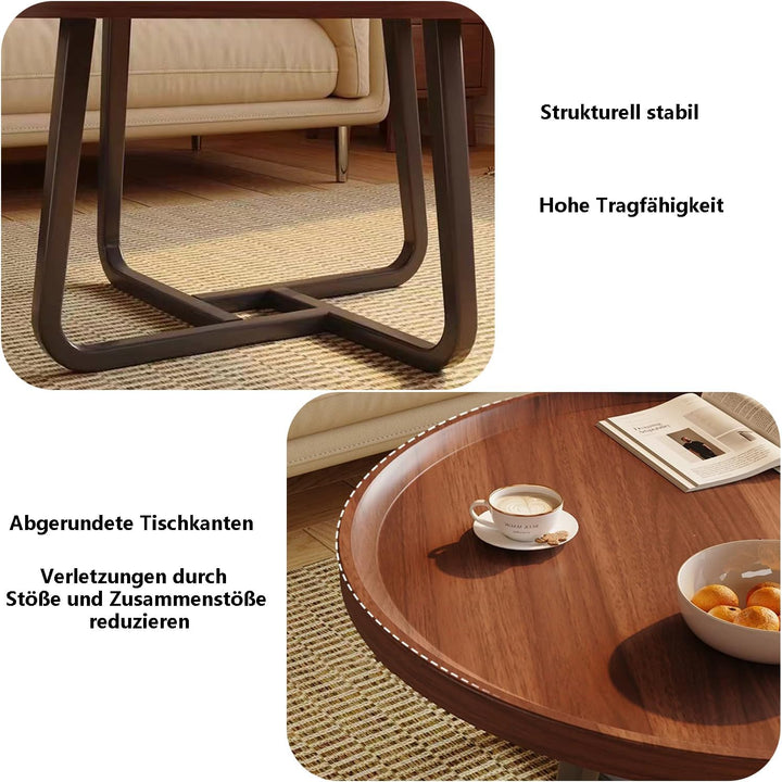 Klein Couchtisch Rund 50 cm, Couch Wohnzimmertisch Nussbaum