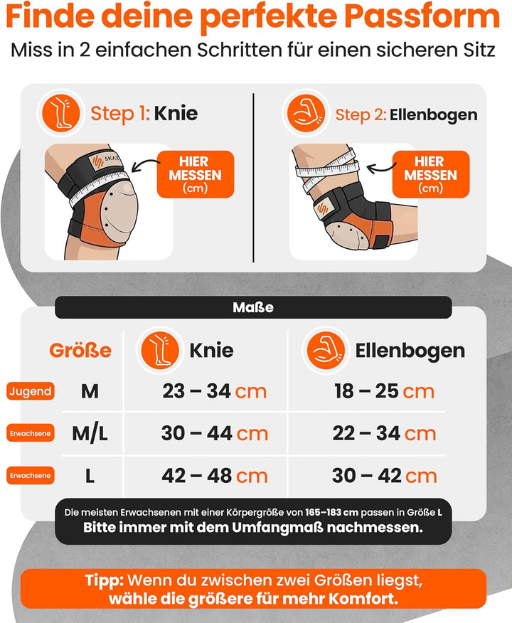 SKATEWIZ Inliner Schoner Erwachsene und Jugendliche mit Neopren-Sleeves - Protektoren Set [6er] SHIE