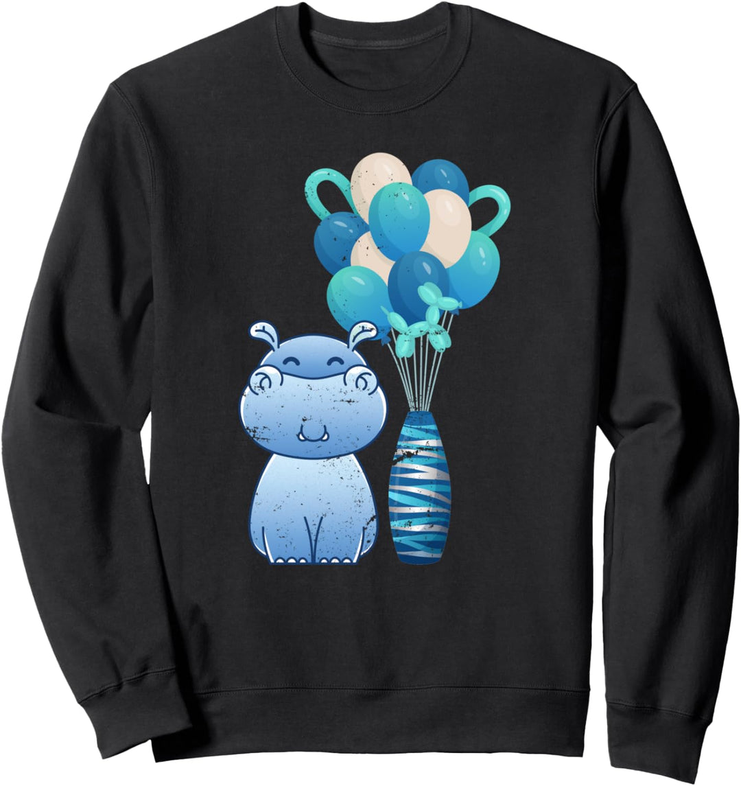 Afrika Tier Geburtstag Geschenk Niedliches Ballon Nilpferd Sweatshirt