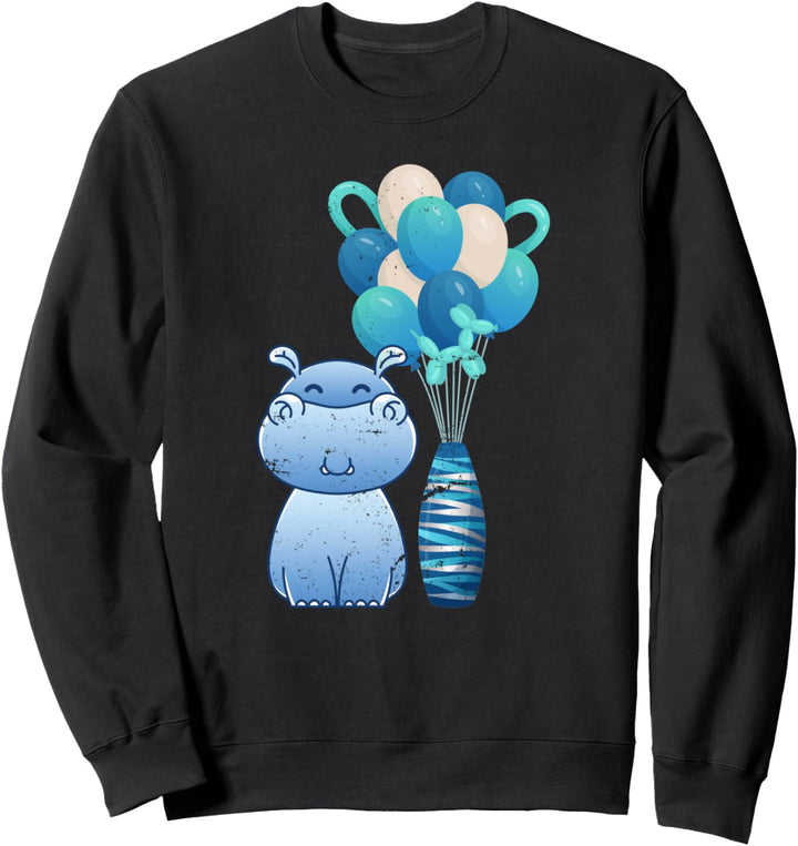 Afrika Tier Geburtstag Geschenk Niedliches Ballon Nilpferd Sweatshirt