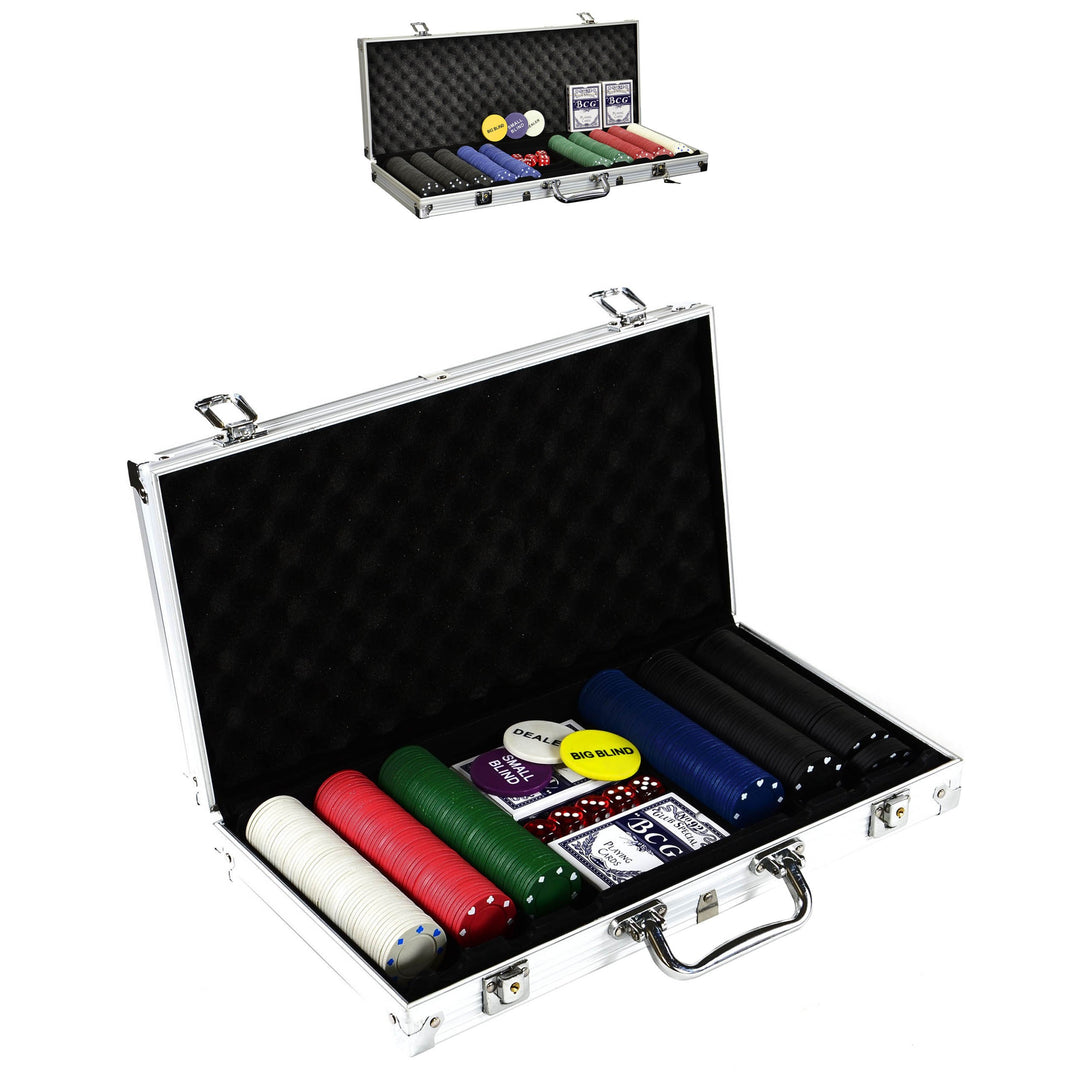 SONLEX Pokerkoffer mit 300 500 Pokerchips abschliessbar Pokerkarten Zubehör Deluxe Pokerset Casino A