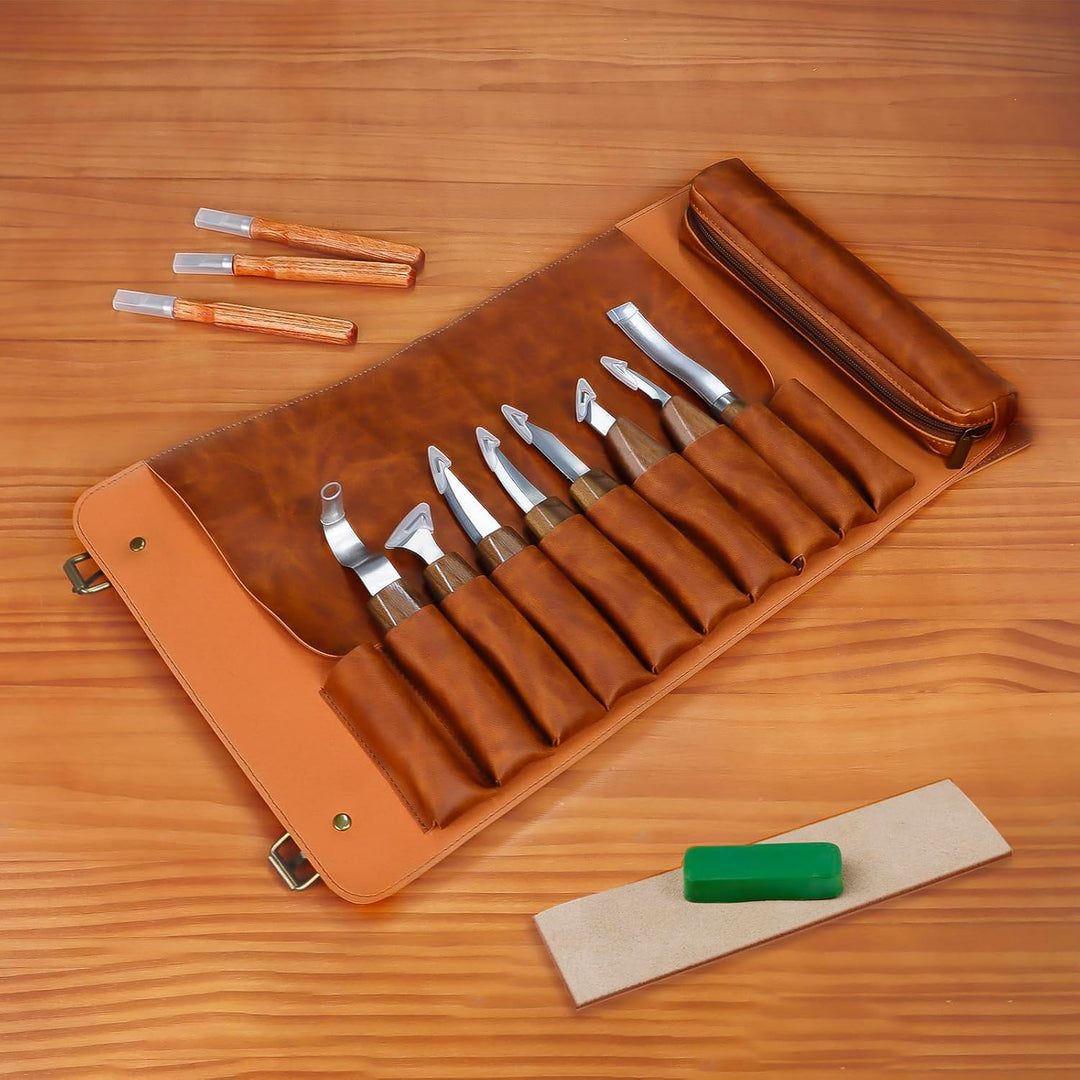 TEKCHIC Schnitzmesser, Deluxe Schnitzwerkzeug Set, Schnitzset für Anfänger, Schnitzmesser Holzbearbe