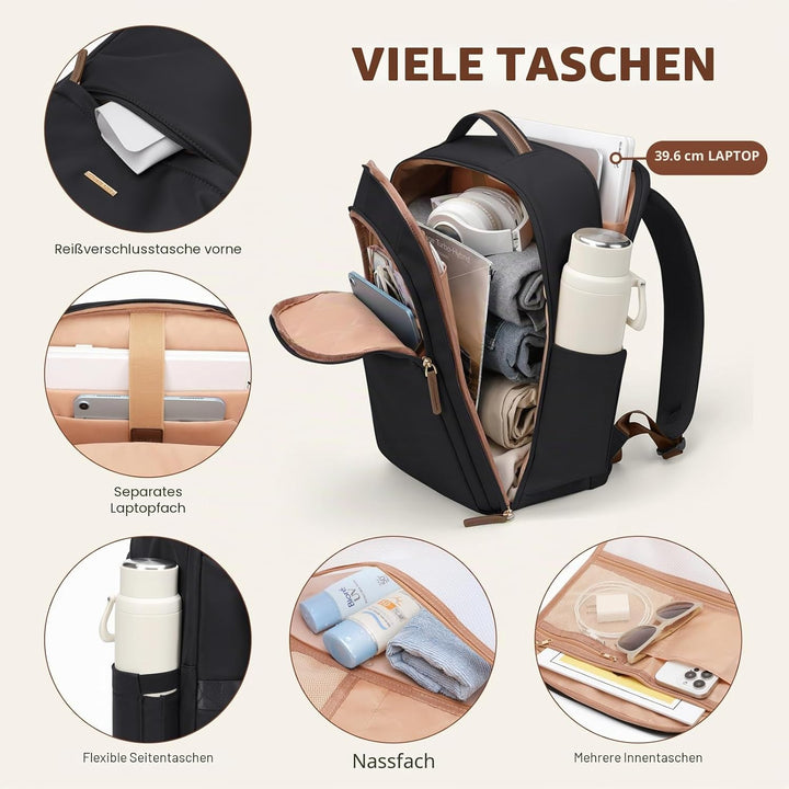 Reiserucksack für Damen und Herren,Handgepäck Laptop Rucksack 17.3 Zoll, Gross Schultasche Travrl Ba